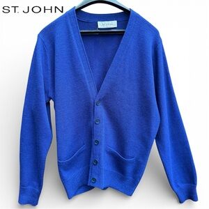 St John Cardigan Blue Knit Button Front Cobalt Quiet Luxury Wmn’s | Sz 38 (M/L)